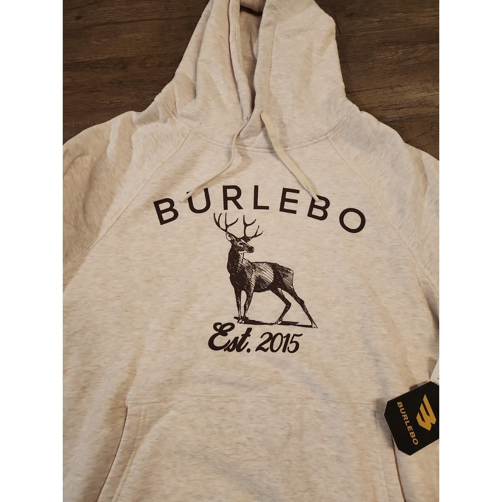 BURLEBO Men's M Fleece Hoodie Soft Midweight Pullover Light Tan Brown Buck New - Picture 2 of 4